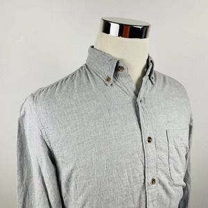 J Crew Medium Slim Untucked Brushed Cotton Twill Shirt Light Gray Button Down